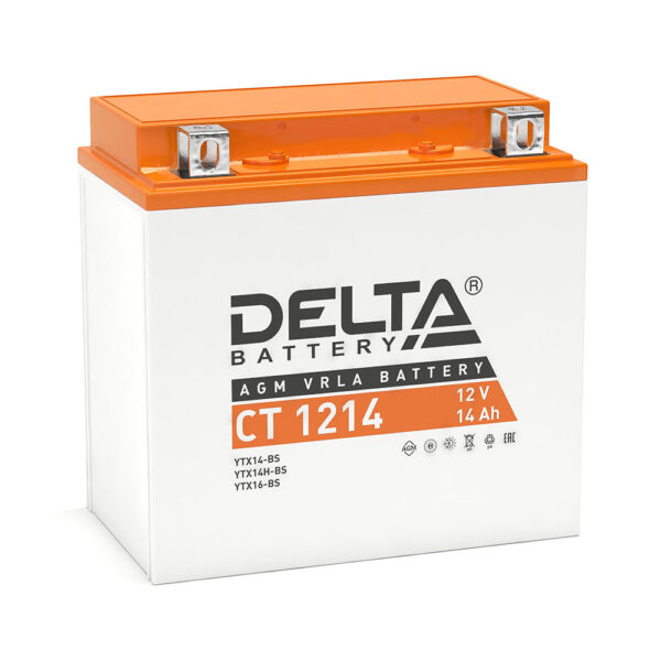 Аккумулятор Delta CT 1214 (12В | 14Ач) YTX14H-BS, YTX16-BS, YB16B-A,YTX14-BS